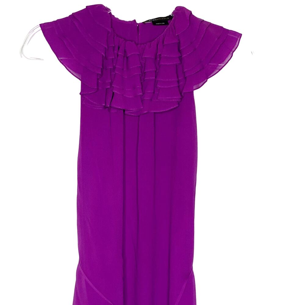 BCBGMAXAZRIA Ruffled A-Line Mini Dress Drawstring Waist Chiffon Purple Size XS - Picture 3 of 7